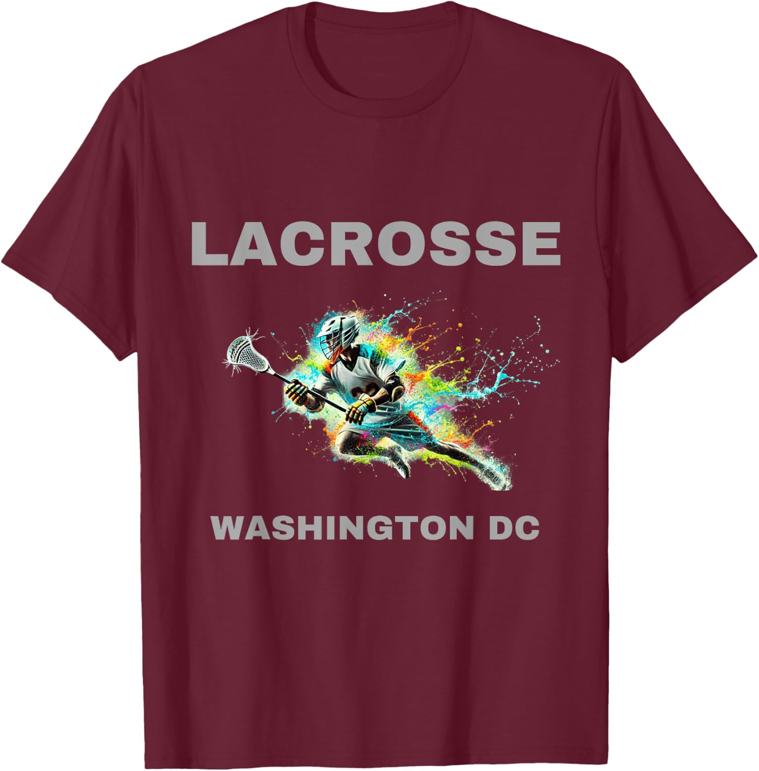 Colorful Lacrosse Player - Washington DC T-Shirt - T-Shirt | Maroon