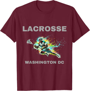 Colorful Lacrosse Player - Washington DC T-Shirt - T-Shirt | Maroon