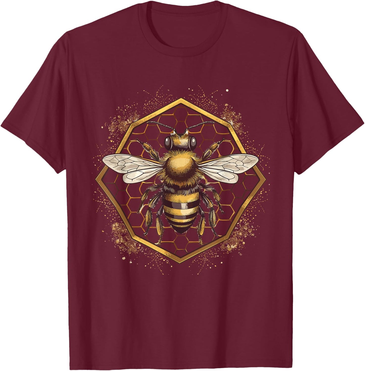 Beekeeper Honey Bees, Bumblebee Honeycomb Beekeeping T-Shirt - T-Shirt | Maroon