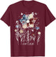 Vintage Americana Wildflower Floral 1776 2026 Patriotic T-Shirt - T-Shirt | Maroon