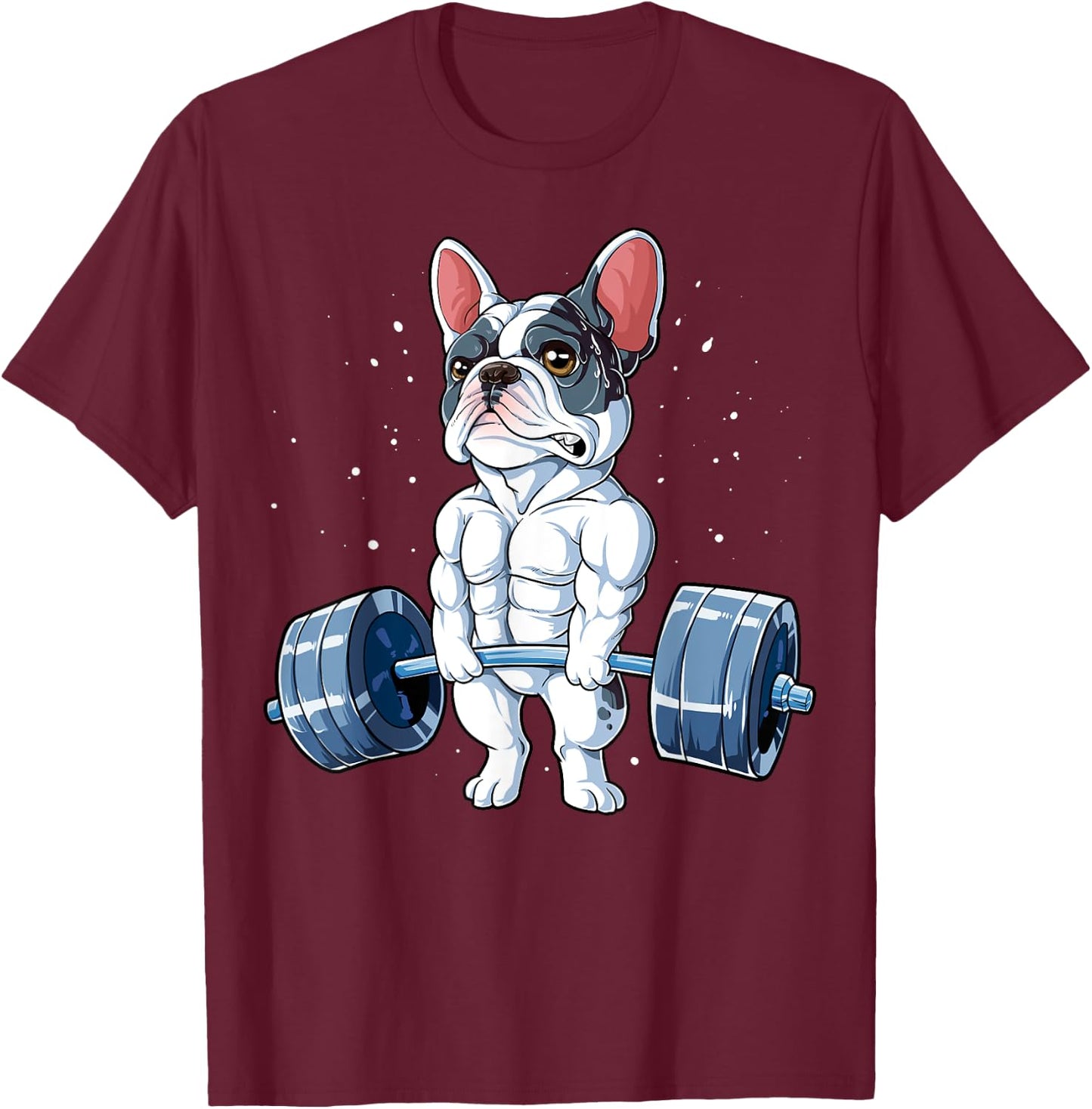French Bulldog Weightlifting Funny Deadlift Men Fitness Gym T-Shirt - T-Shirt | Maroon