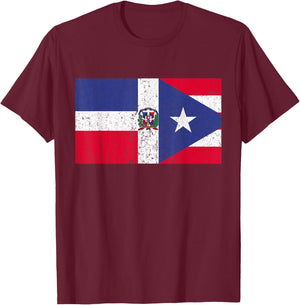 Puerto Rican And Dominican Shirt Pride Heritage Flag T-Shirt - T-Shirt | Maroon