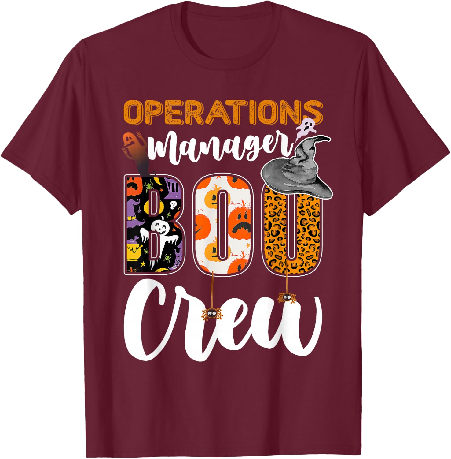 Operations Manager Boo Crew Halloween Matching Supervisor T-Shirt - T-Shirt | Maroon