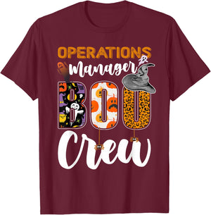 Operations Manager Boo Crew Halloween Matching Supervisor T-Shirt - T-Shirt | Maroon