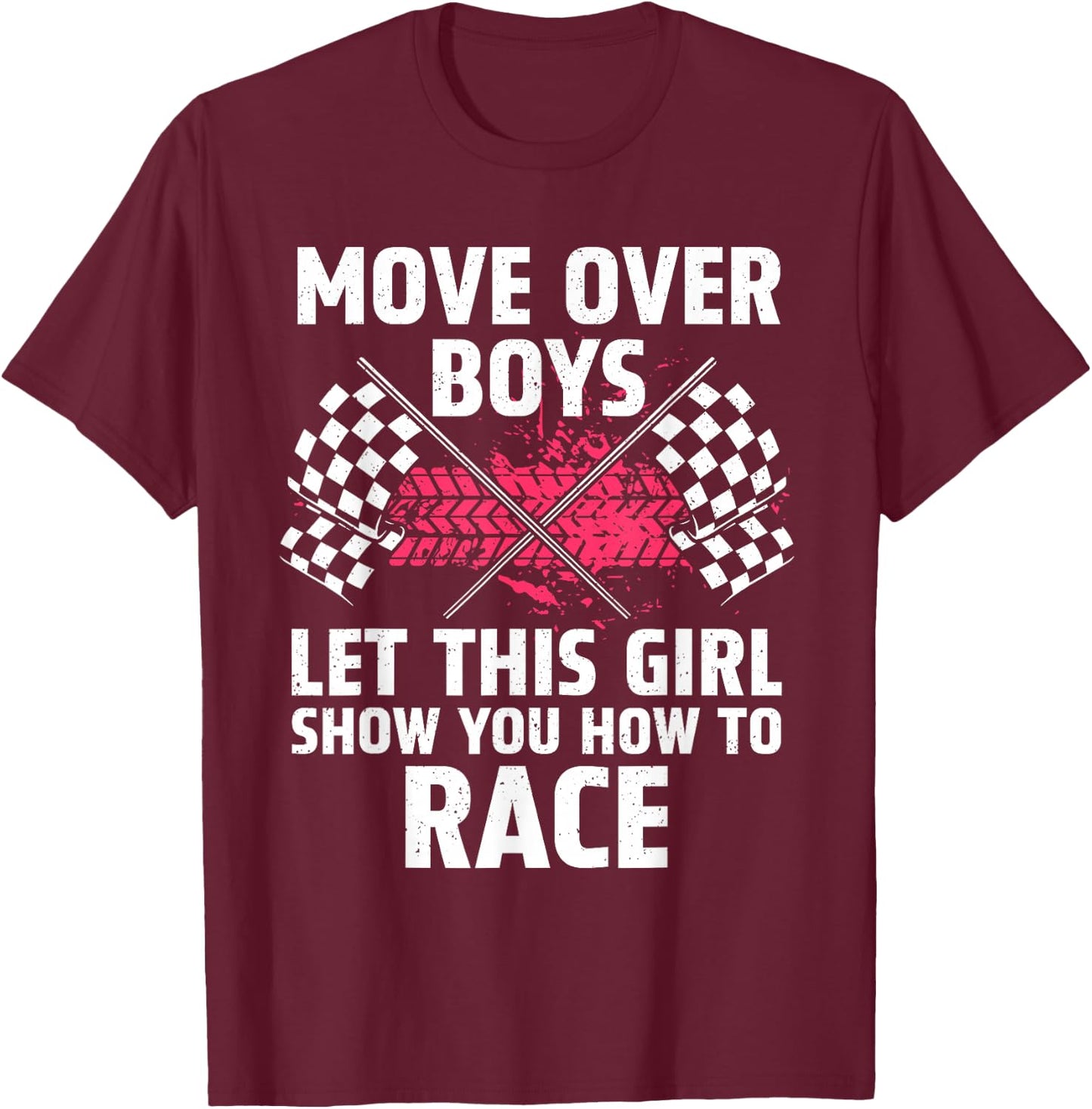 Car Racing Art Girls Race Track Race Car Driver T-Shirt - T-Shirt | Maroon