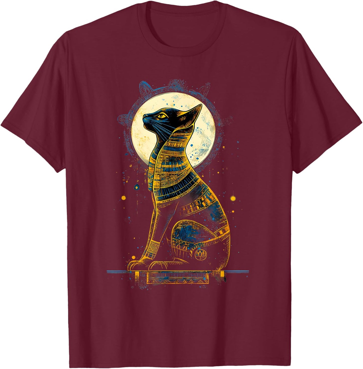 Ancient Egypt Cat Egyptology Tutankhamun Bastet Egyptian God T-Shirt - T-Shirt | Maroon