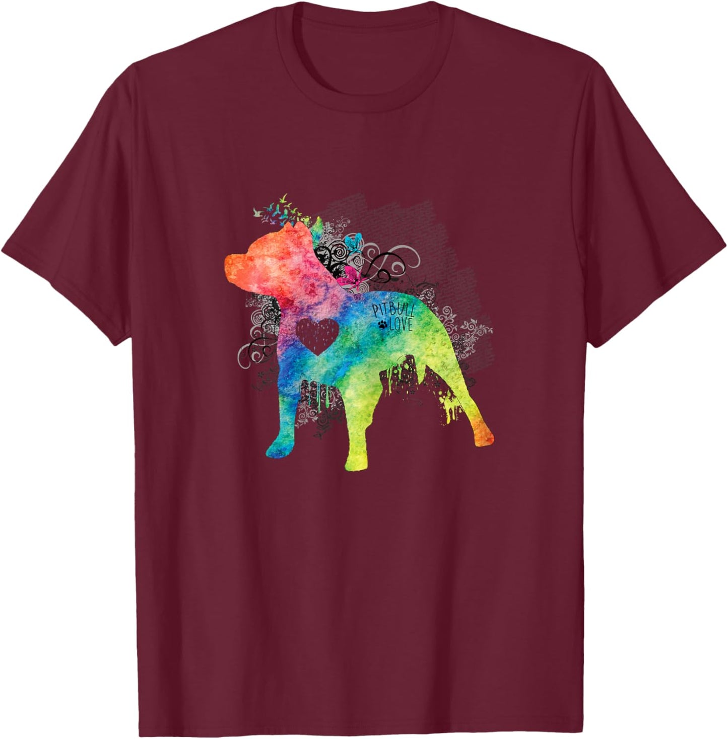 Pitbull Love Watercolor Zen - Pit bull Shirt T-Shirt - T-Shirt | Maroon