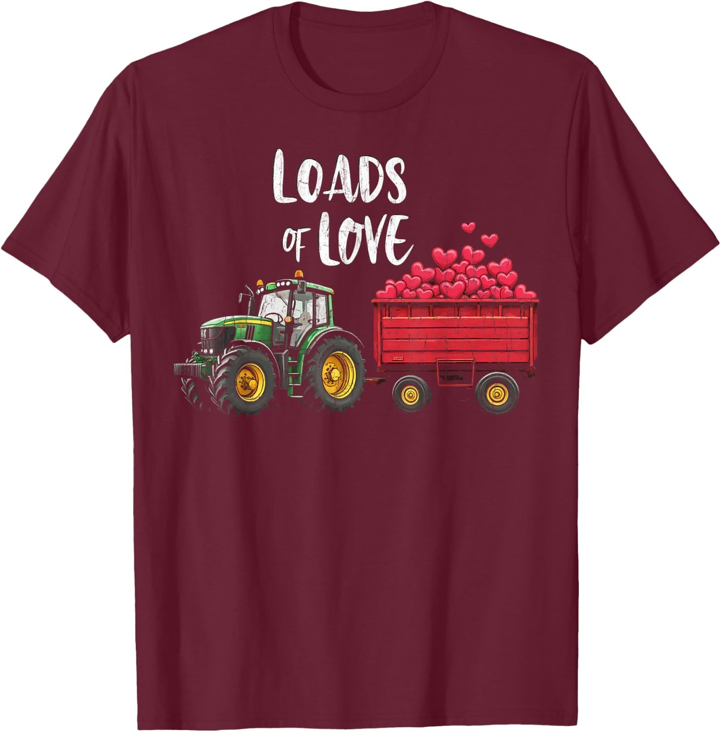 Valentines Day for Toddler Boys Tractor Loads of Love T-Shirt - T-Shirt | Maroon