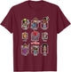 Stranger Things The Party Group Chibi Vintage Code Red Icons T-Shirt - T-Shirt | Maroon