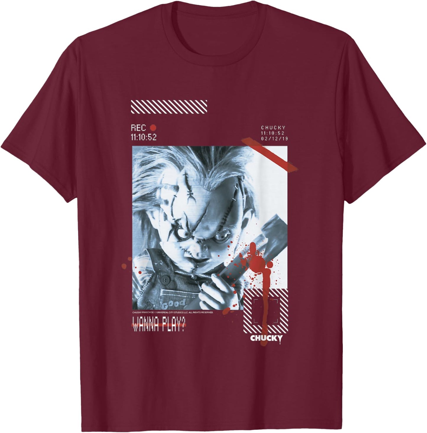 Chucky Wanna Play Retro T-Shirt - T-Shirt | Maroon