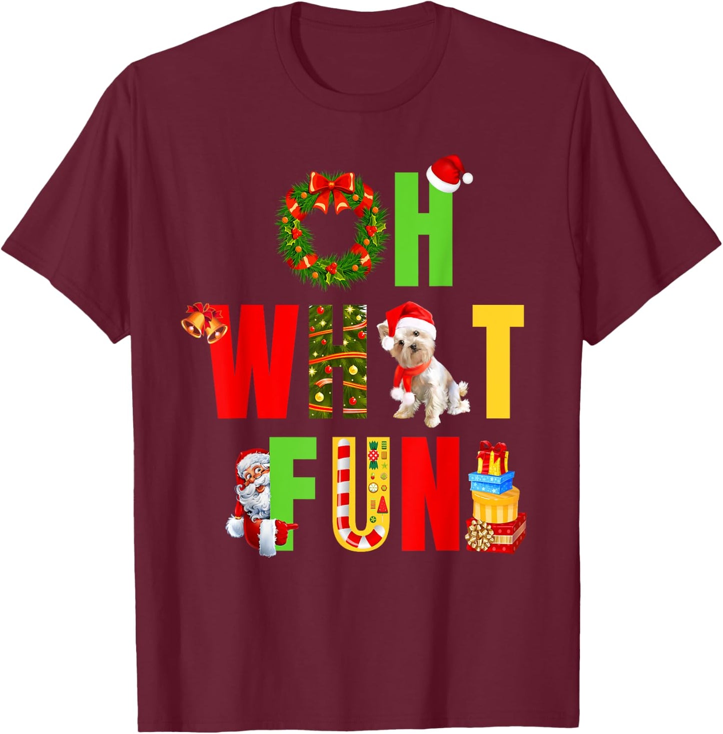 Oh What Fun Christmas T-Shirt - T-Shirt | Maroon
