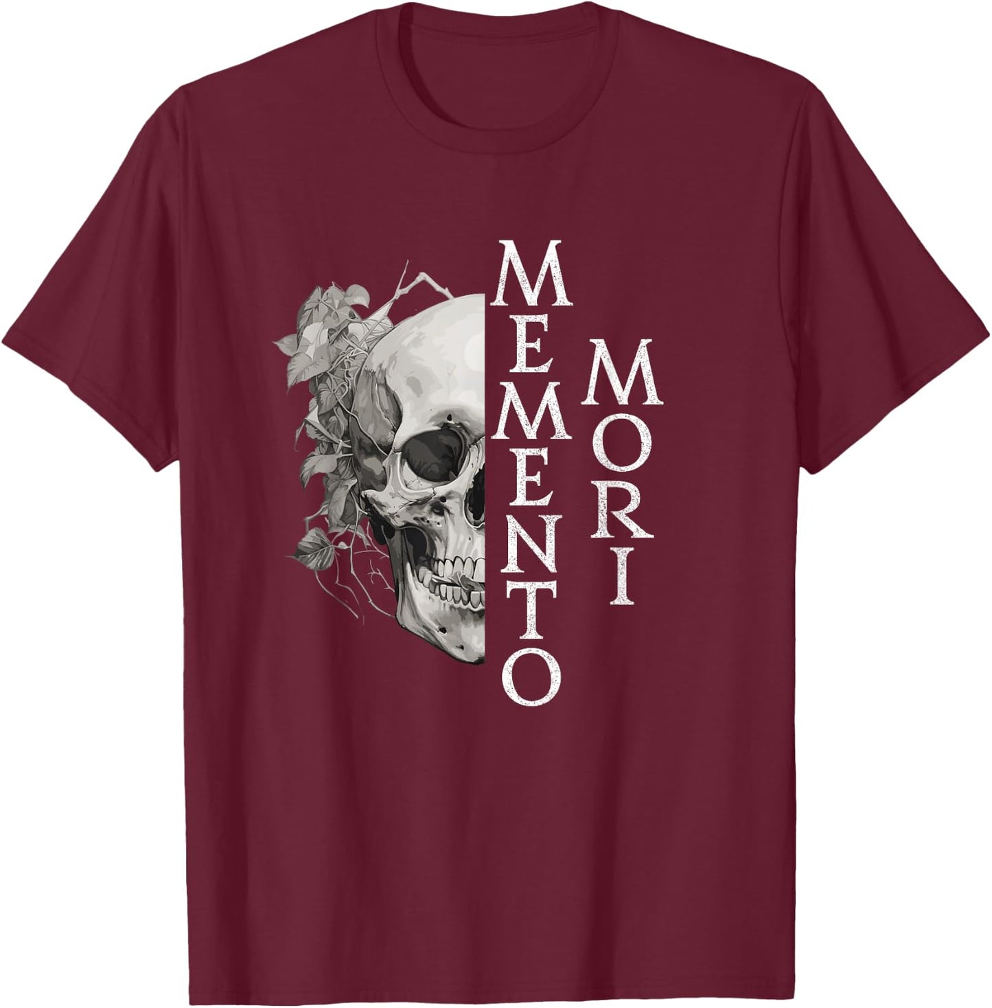 Memento Mori | Momentum Mori | Latin Phrase , Black T-Shirt - T-Shirt | Maroon