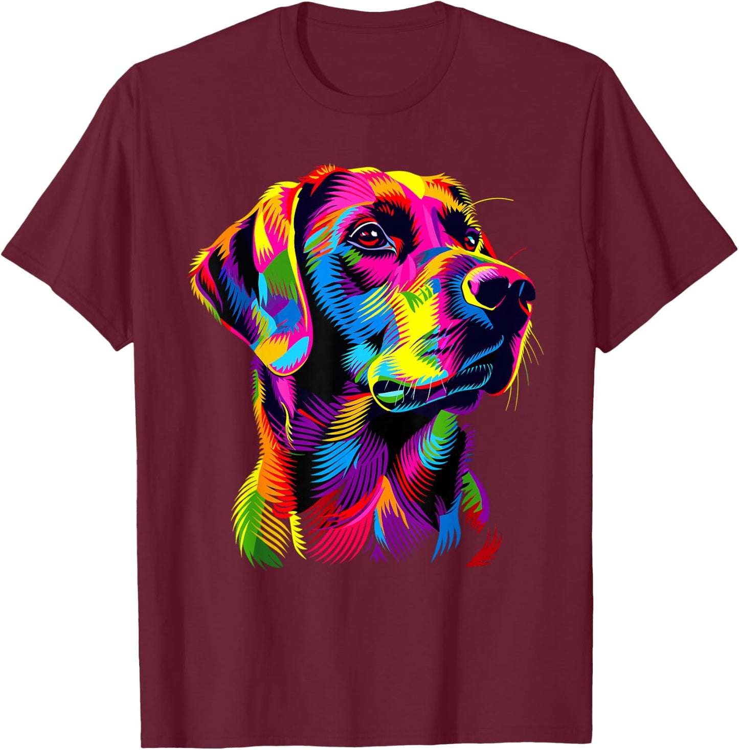 Labrador Retriever Bunte Farben Pop Art Hund Labradore T-Shirt - T-Shirt | Maroon