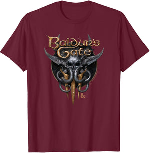 Dungeons & Dragons Baldur's Gate III Illithid Logo , black T-Shirt - T-Shirt | Maroon