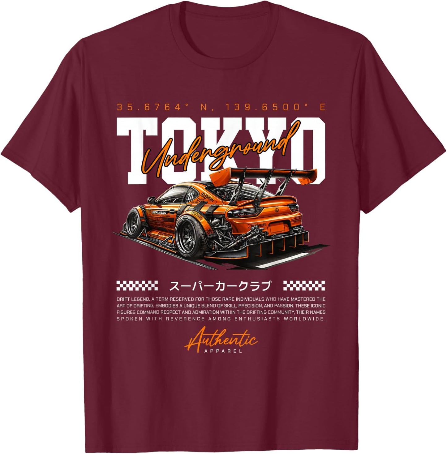 Cool Retro Vintage Japanese JDM Tokyo Japan Drift Race Car , blue T-Shirt - T-Shirt | Maroon