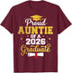 Proud Auntie of a Class of 2026 Graduate Auntie Graduation T-Shirt - T-Shirt | Maroon