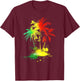 Reggae Music Palmiers Rouge Vert Jaune Jamaïque T-Shirt - T-Shirt | Maroon