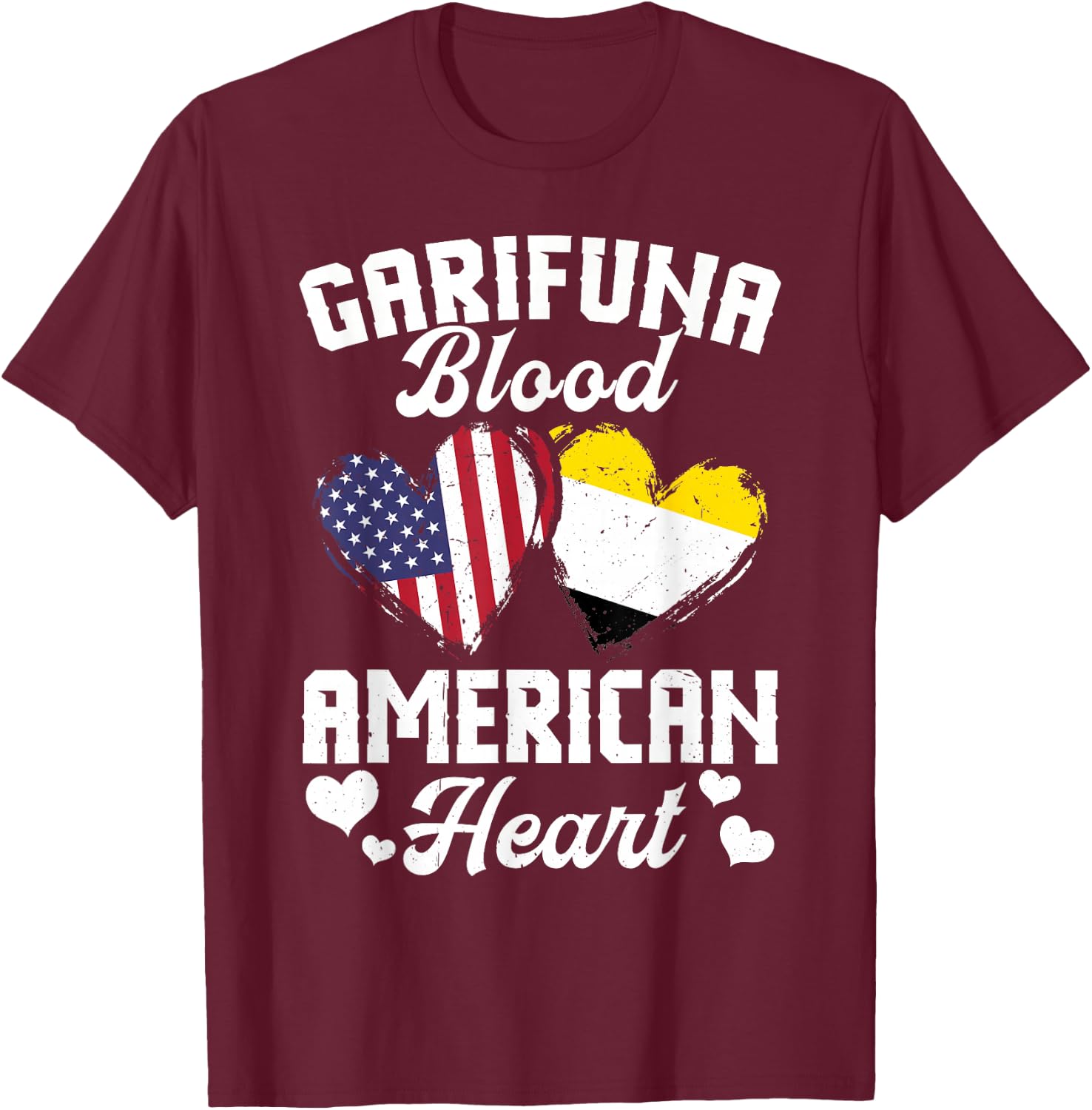 Garifuna Flag Uniform American Outfit US Flags Garifuna T-Shirt - T-Shirt | Maroon
