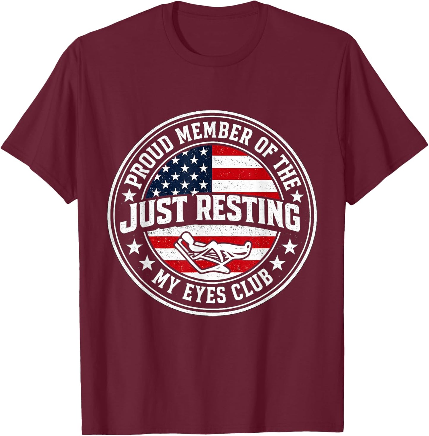 Just Resting My Eyes Club Funny Vintage Relaxation T-Shirt - T-Shirt | Maroon