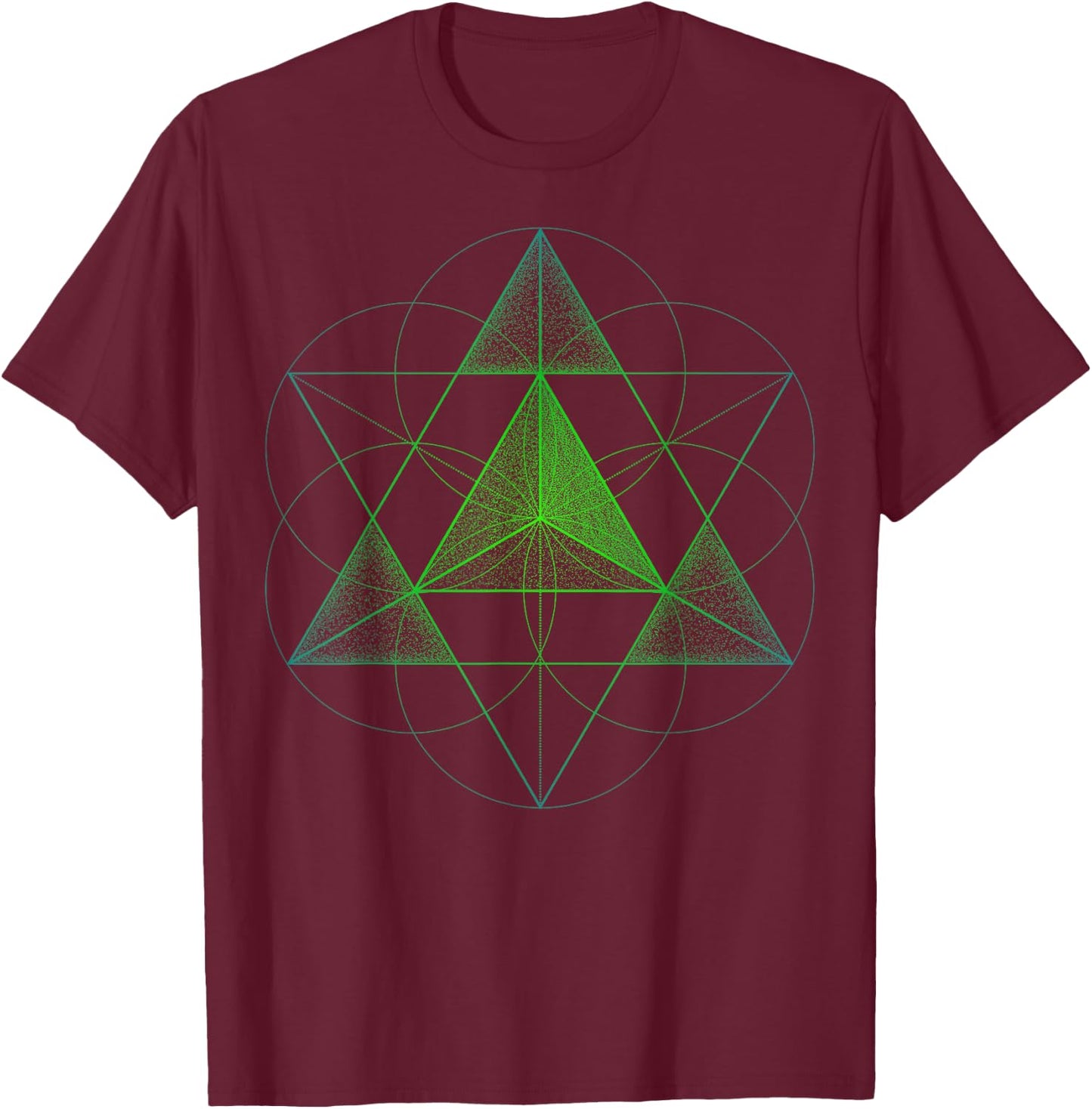 Sacred Geometry Star Tetrahedron Merkaba T-Shirt - T-Shirt | Maroon