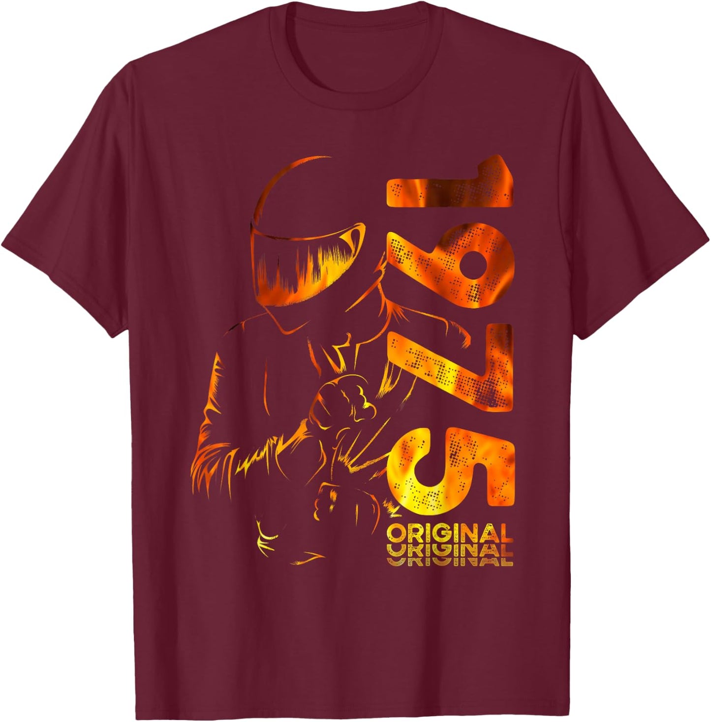 50th Birthday Man Motorcycle Biker Biker 1975 , Black, S T-Shirt - T-Shirt | Maroon
