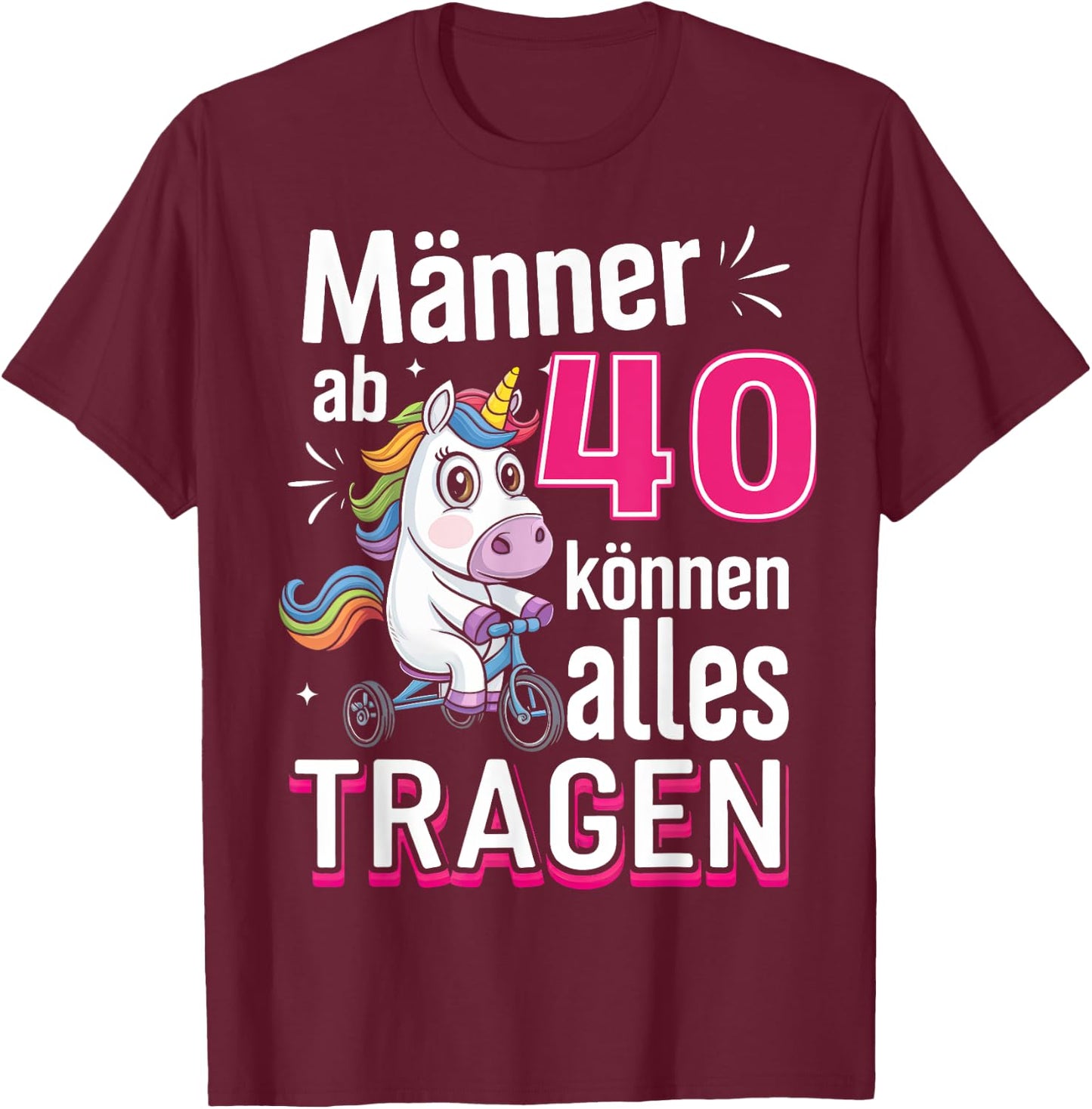 40th Birthday Man Men from 40 Years Saying Funny , black T-Shirt - T-Shirt | Maroon