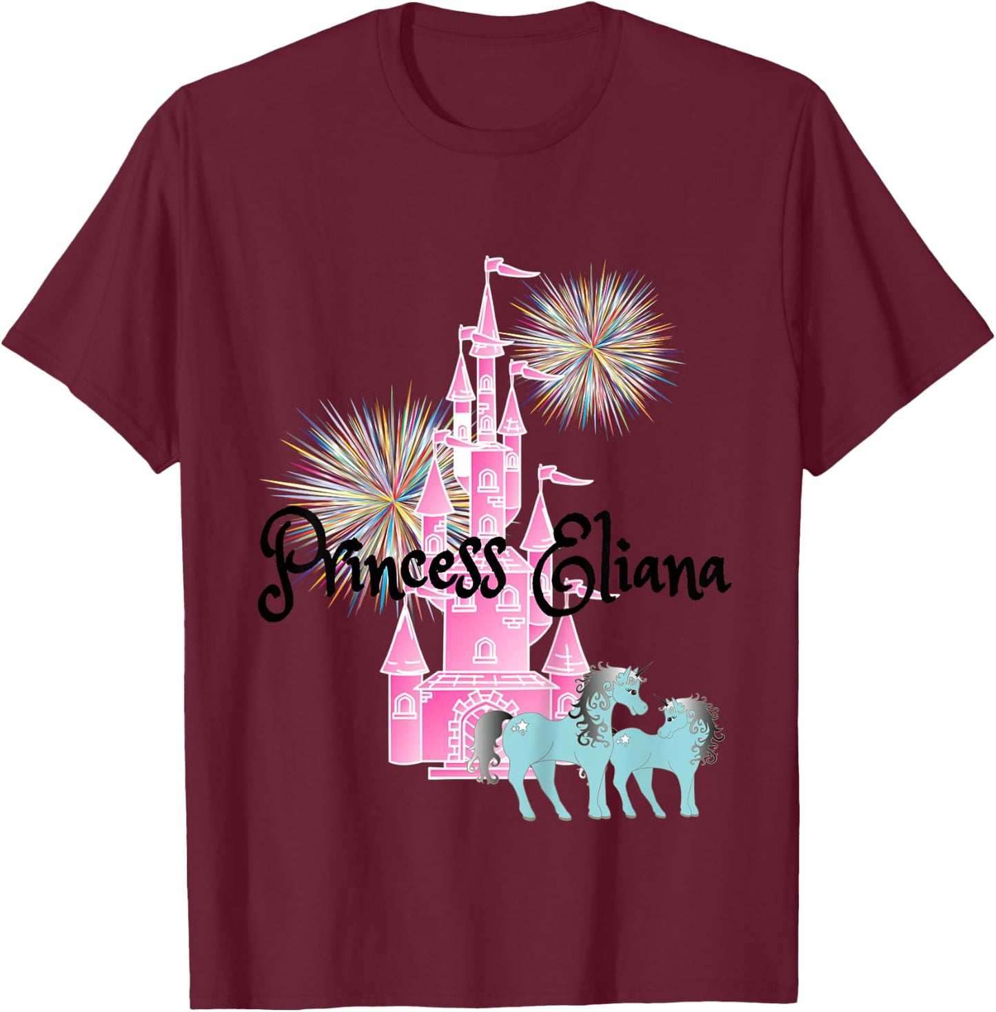 Kids Princess Eliana Name Girls Personalized Custom T-Shirt - T-Shirt | Maroon