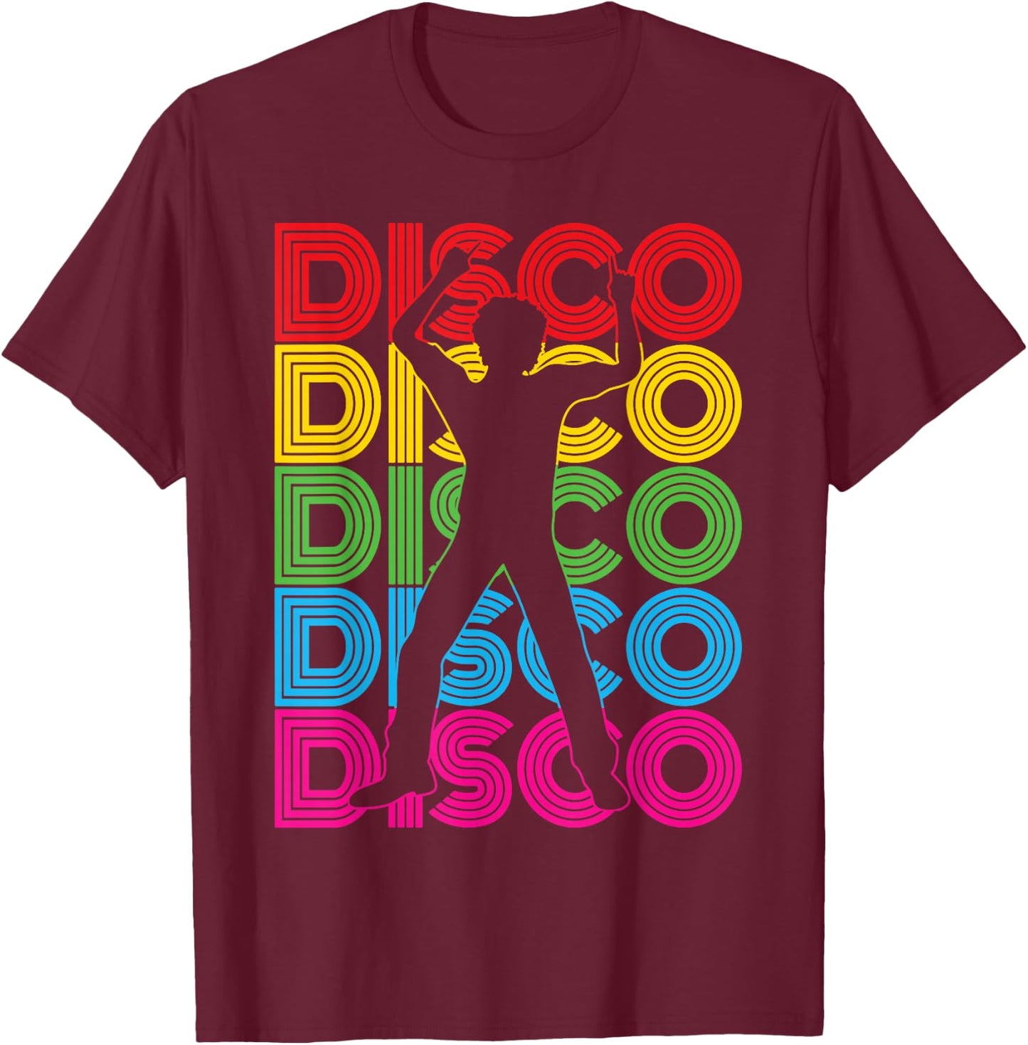 Men's Disco Outfit | 70s & 80s Costume, Dance Party, Disco , black T-Shirt - T-Shirt | Maroon