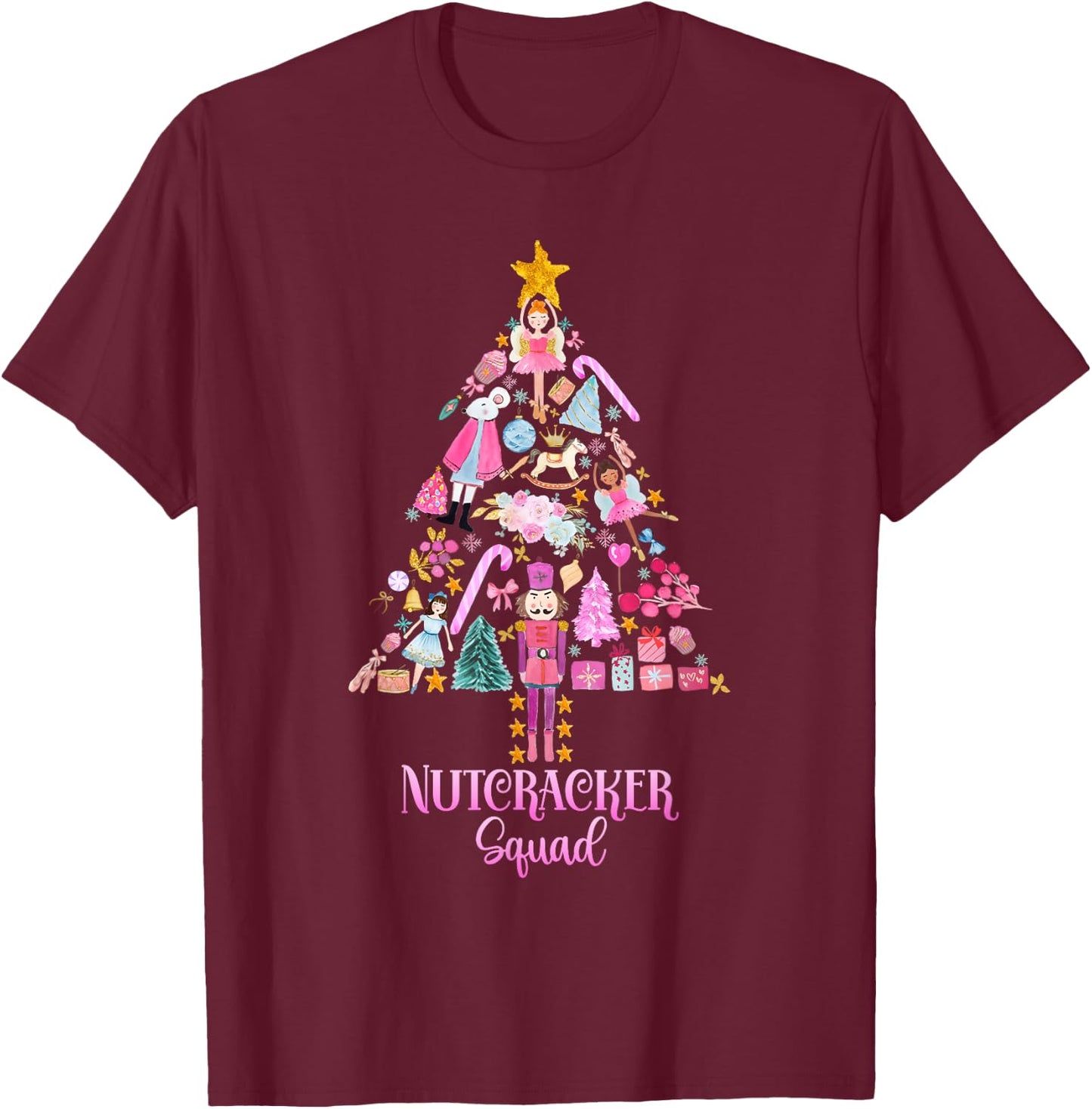 Christmas Nutcracker Squad Ballet Dance Women Kids Girls T-Shirt - T-Shirt | Maroon