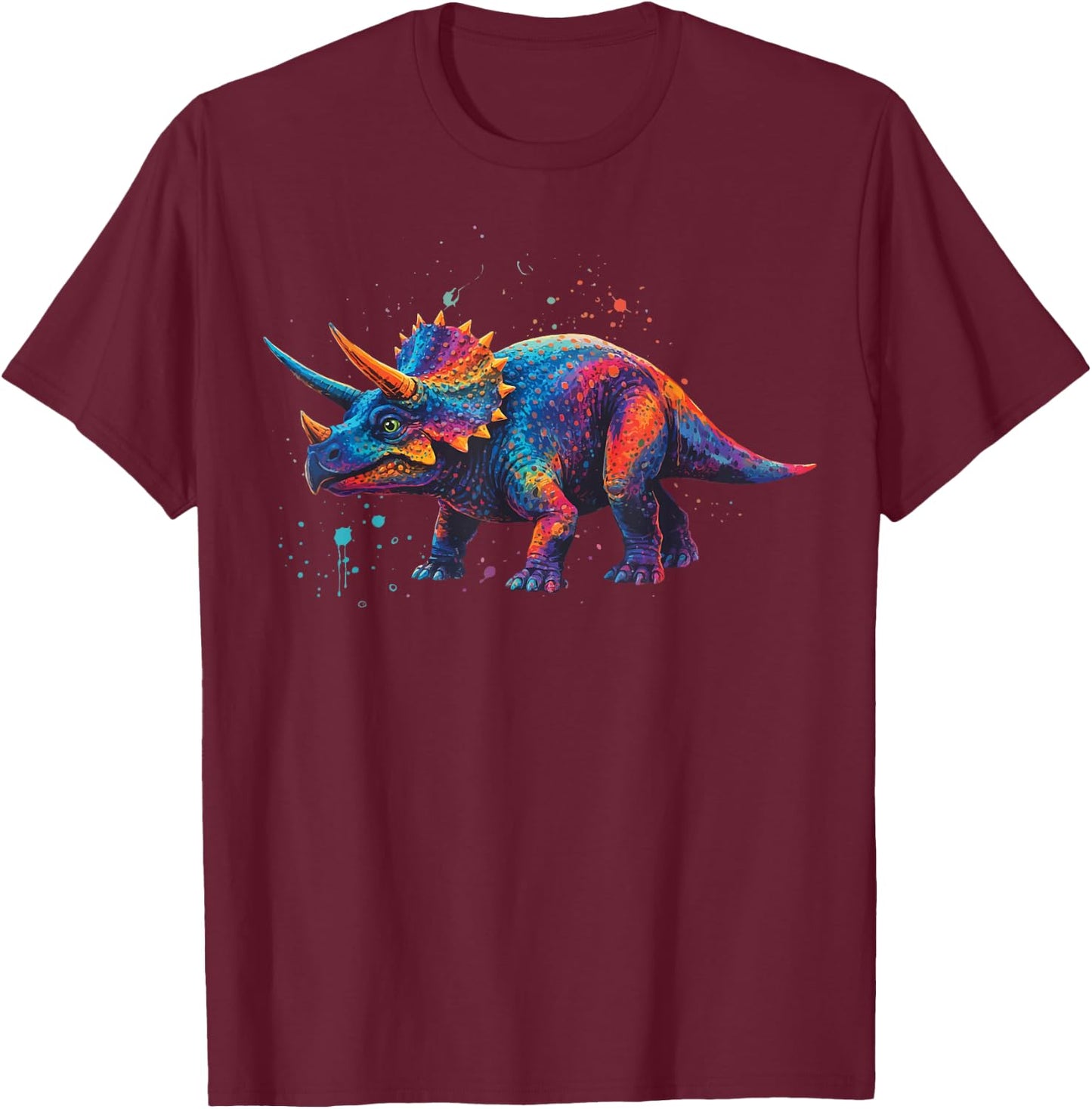 Triceratops Colorful T-Shirt - T-Shirt | Maroon