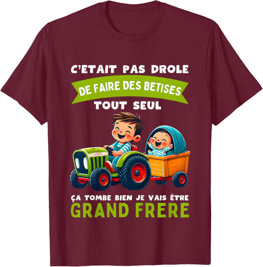 Child Big Brother on Mission - Pregnancy Announcement Gift Birth , Black, 2 T-Shirt - T-Shirt | Maroon