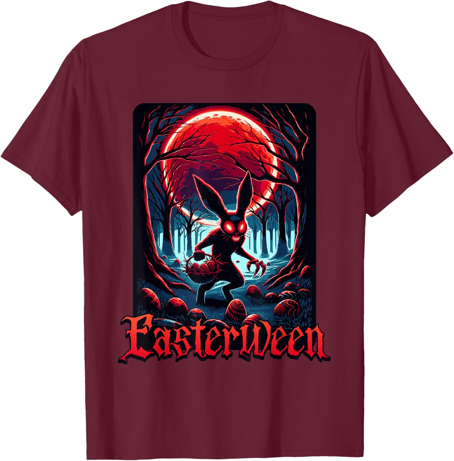 Scary Haunted Easterween Bloody Bunny Easter Rabbit Lover T-Shirt - T-Shirt | Maroon