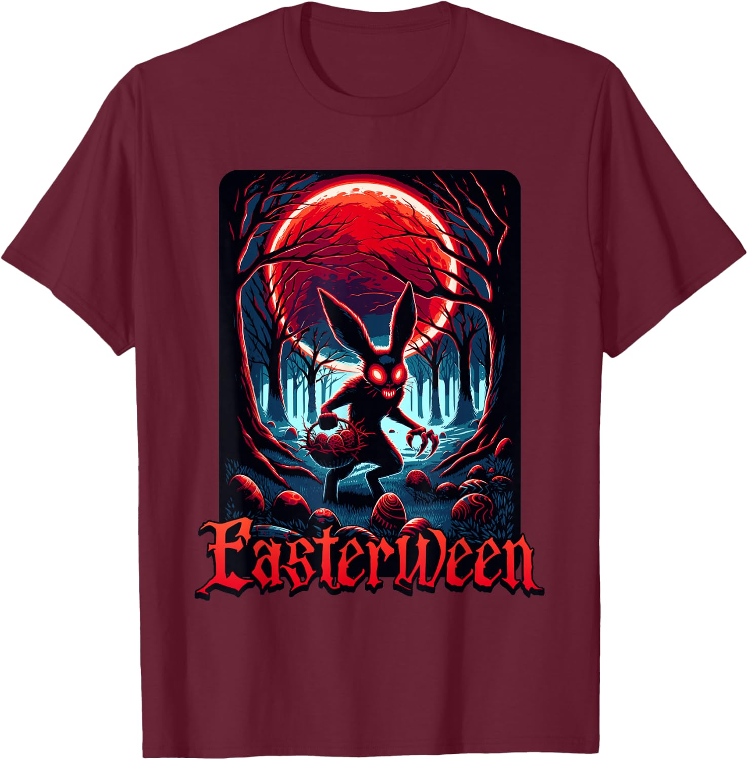 Scary Haunted Easterween Bloody Bunny Easter Rabbit Lover T-Shirt - T-Shirt | Maroon