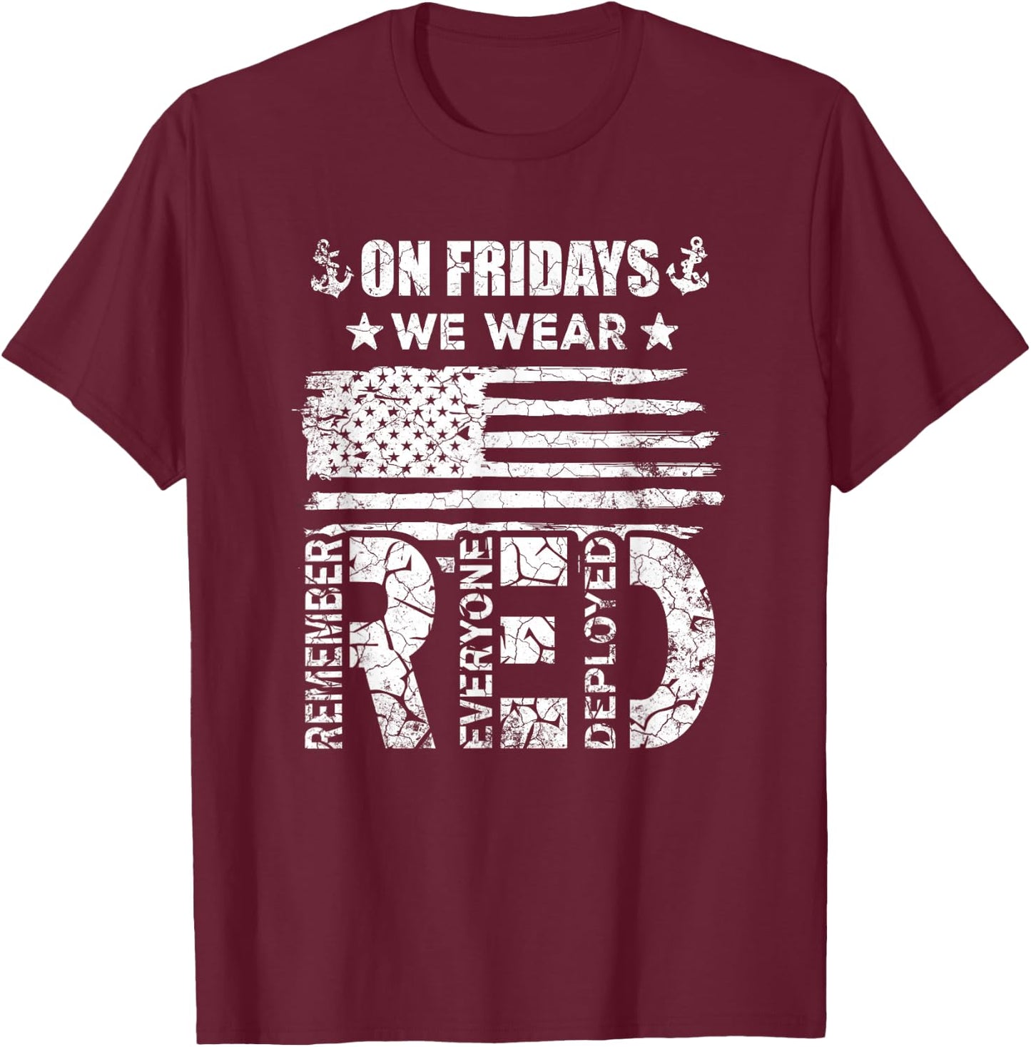 On Friday We Wear Red Friday US Flag Military Supportive T-Shirt - T-Shirt | Maroon