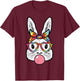 Easter Bunny Face Bubblegum Glasses Rabbit Women Girls Kids T-Shirt - T-Shirt | Maroon