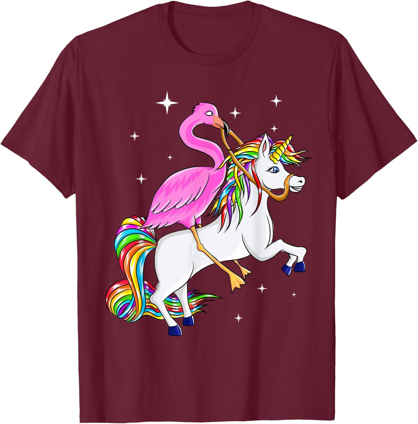 Flamingo Riding Unicorn Pink Flamingo Gift Kids Women T-Shirt - T-Shirt | Maroon