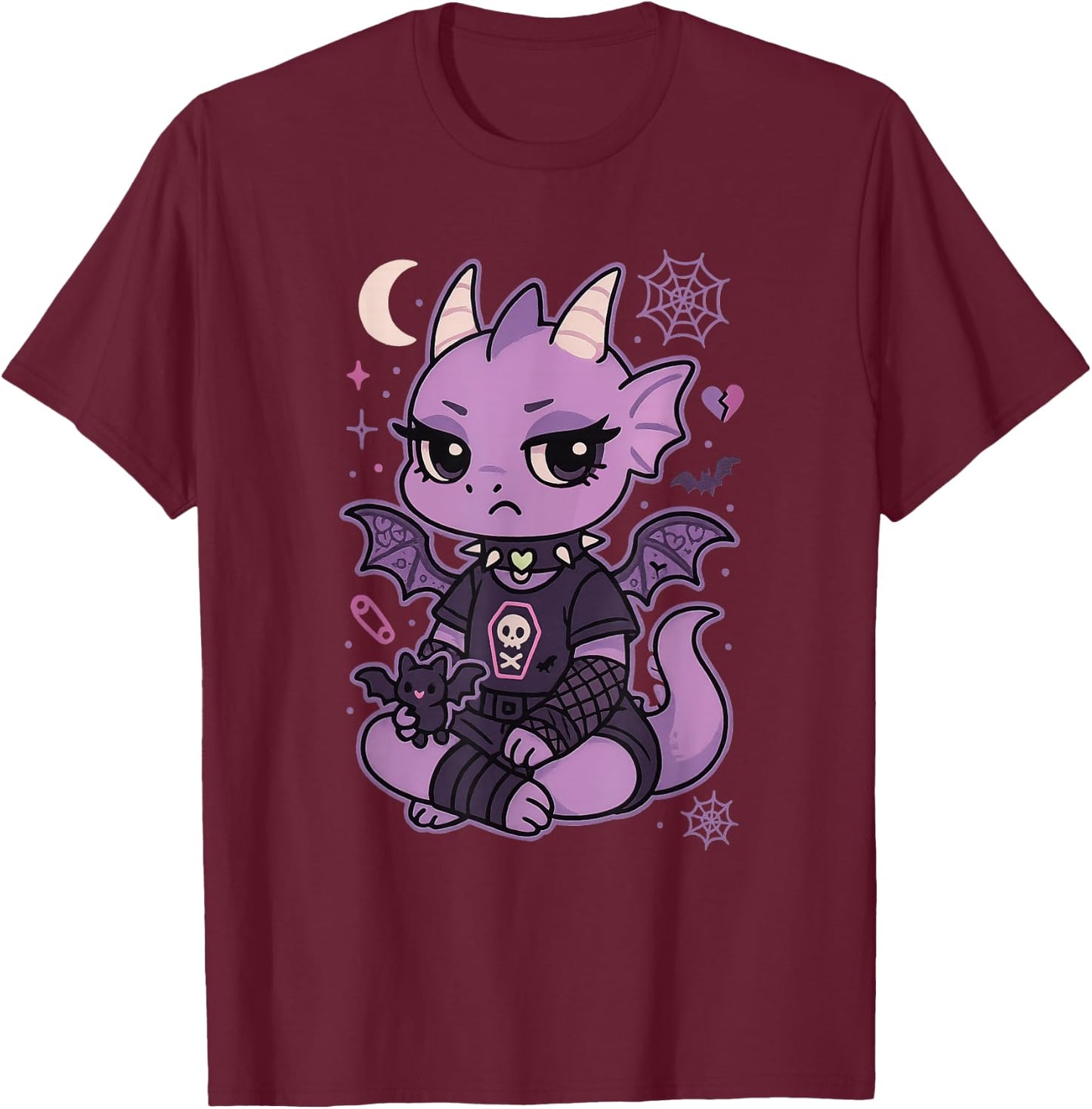 Pastel Goth Dragon Women Nu Goth Emo Gothic T-Shirt - T-Shirt | Maroon