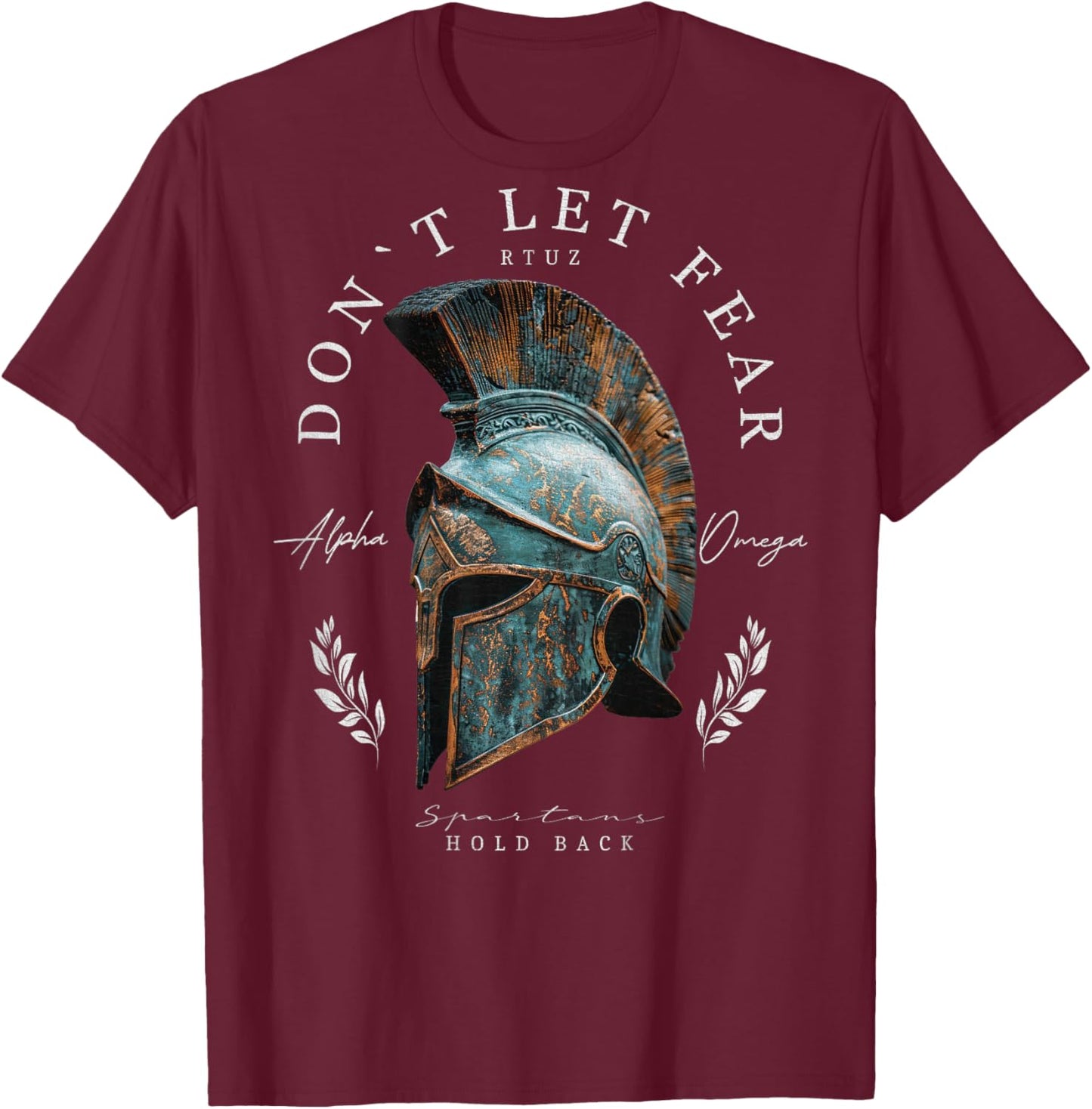 Greek Sparta Helmet Warrior Soldier Backprint Spartan , black T-Shirt - T-Shirt | Maroon