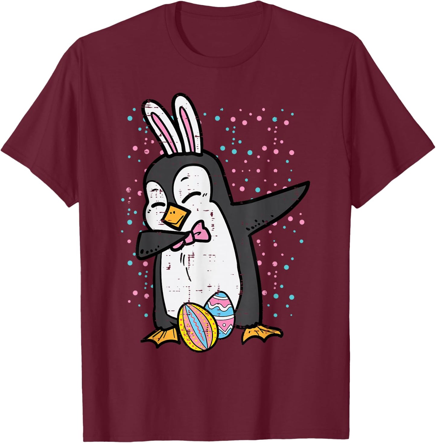 Easter Bunny Penguin Dab Funny Dance Girls Boys Kids Toddler T-Shirt - T-Shirt | Maroon