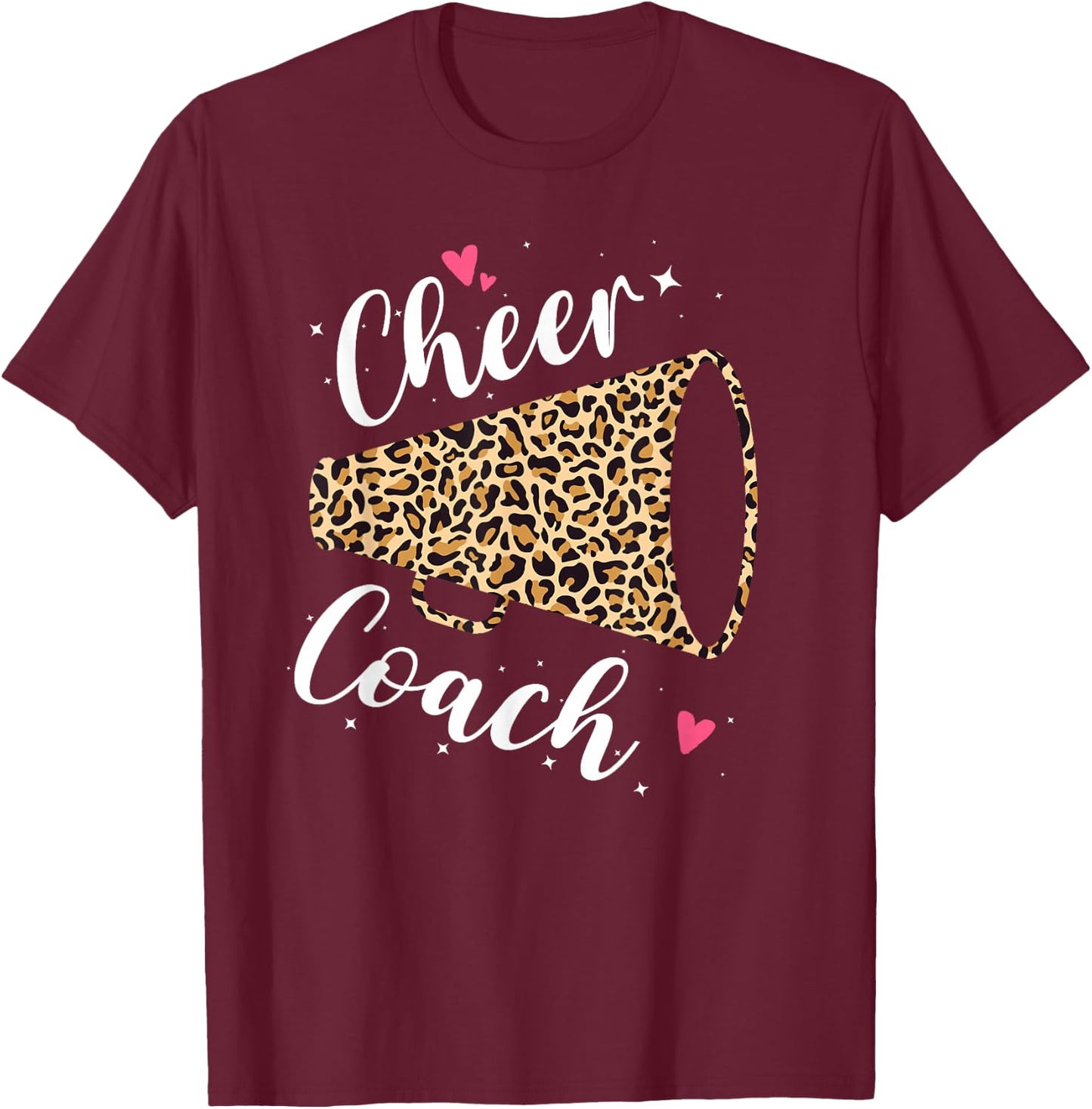 Leopard Cheer Coach Cheerleading Cheerleader Appreciation T-Shirt - T-Shirt | Maroon