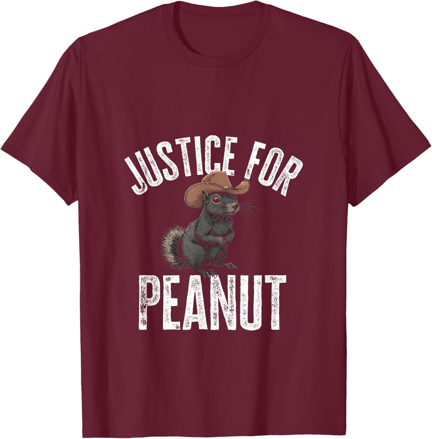 Justice For Peanut The Squirrel - Peanut Squirrel T-Shirt - T-Shirt | Maroon