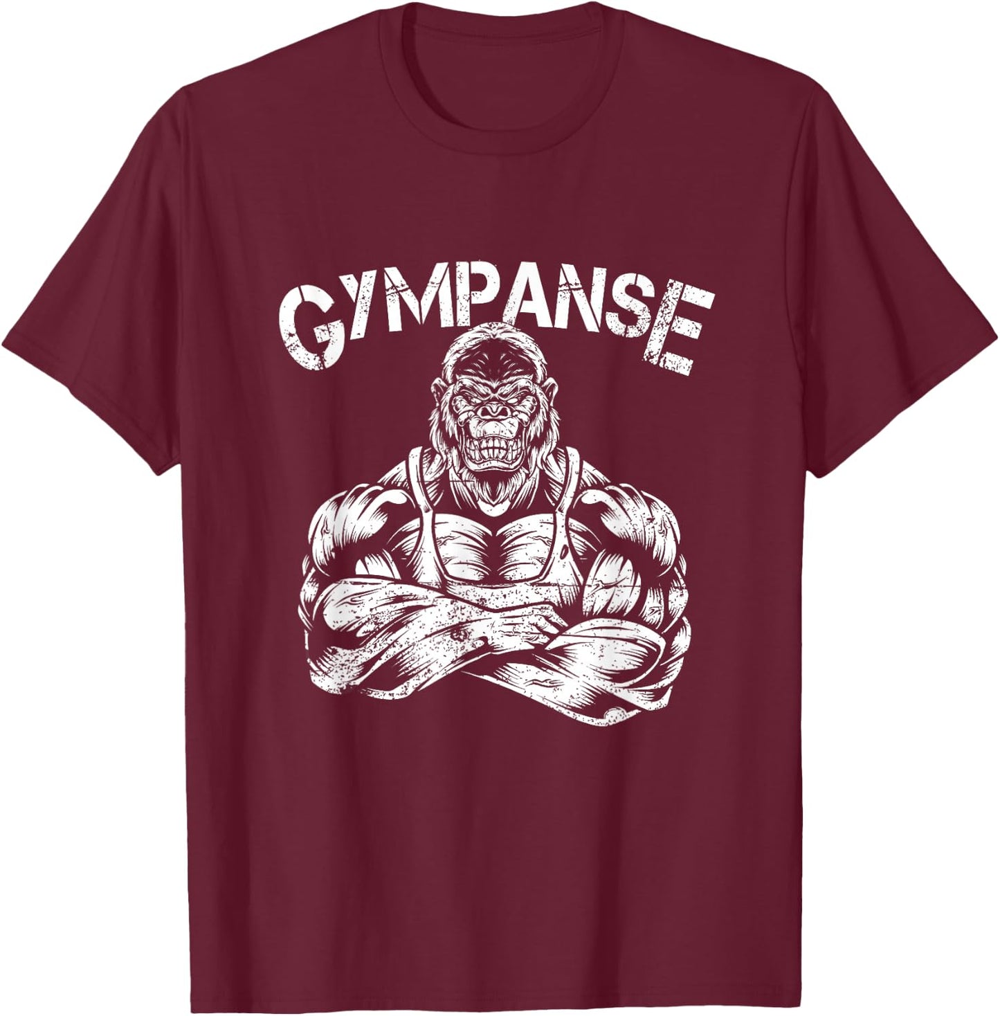 Gympanse Gym Monkey Chimpanzee Fitness Coach Gym Trainer , black T-Shirt - T-Shirt | Maroon