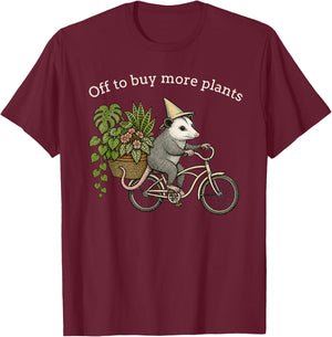 Off to Buy More Plants Funny Possum Plant Lover Gardening T-Shirt - T-Shirt | Maroon