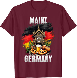 Mainz Germany Souvenir German Flag Oktoberfest Travel T-Shirt - T-Shirt | Maroon
