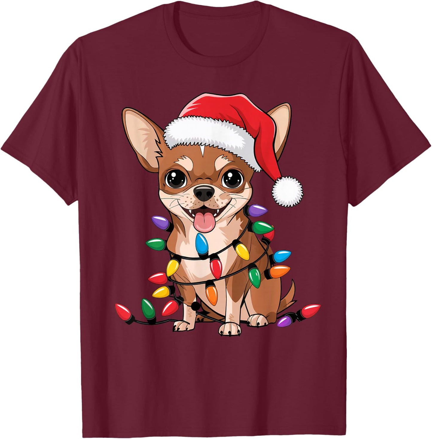 Chihuahua Christmas Lights Xmas Dogs Gifts Women T-Shirt - T-Shirt | Maroon