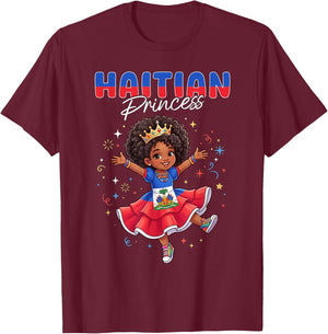 Haitian Princess Girl Flag Pride T-Shirt - T-Shirt | Maroon
