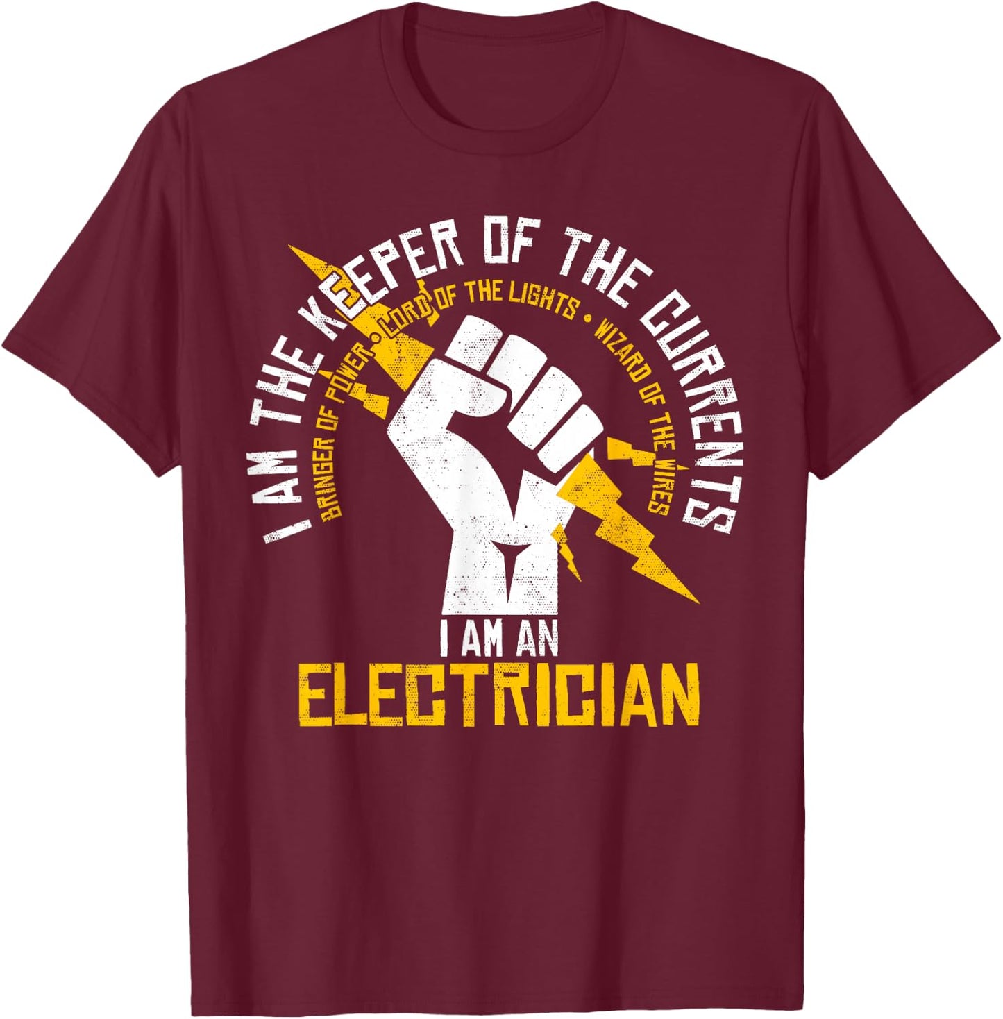 Electrician - Keeper Of Currents Funny Gift T-Shirt - T-Shirt | Maroon