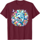 Easter Festive Illustration With Charming Dolphin Artwork T-Shirt - T-Shirt | Maroon
