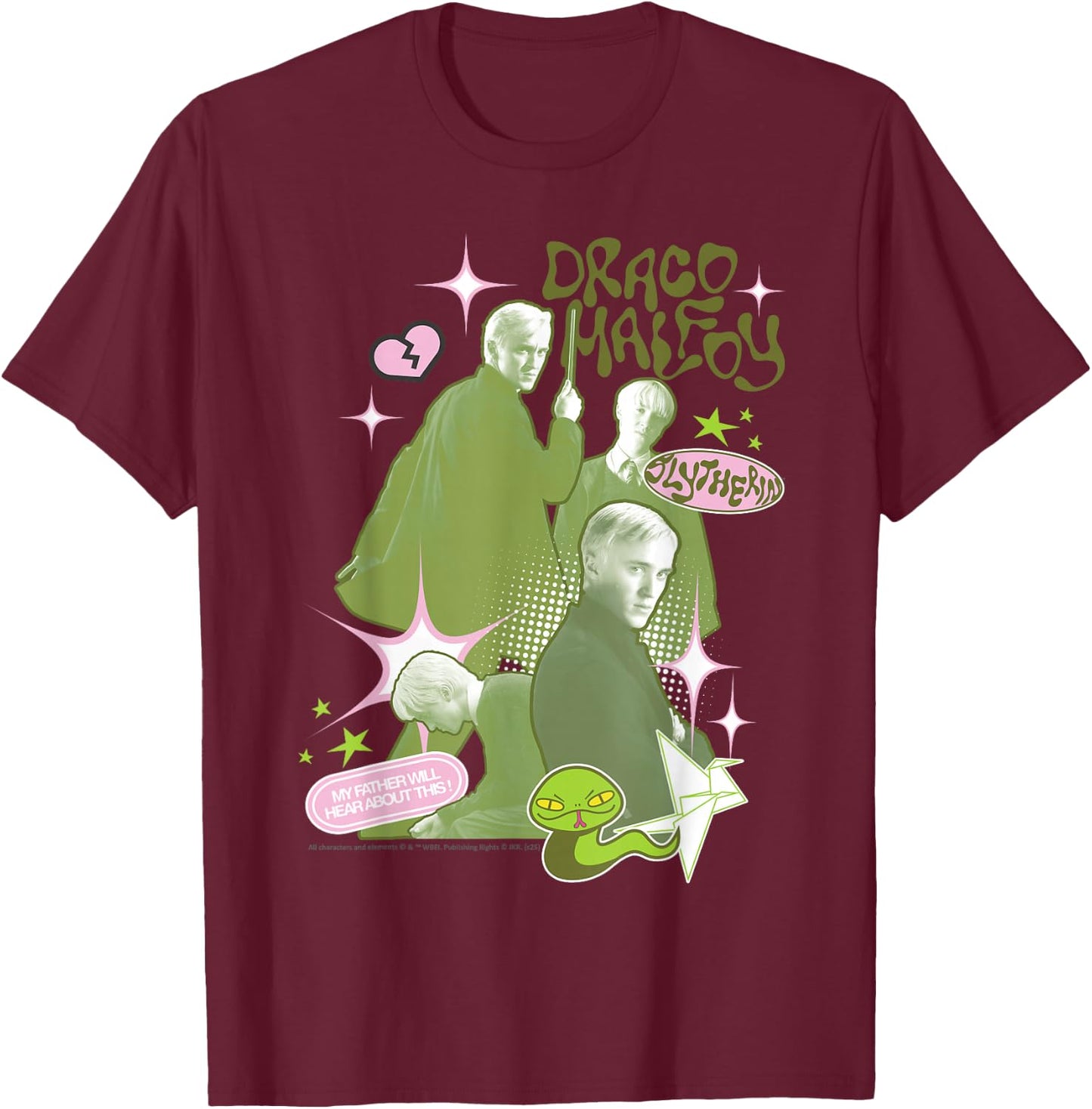Harry Potter New Design 2025 Draco Malfoy Slytherin T-Shirt - T-Shirt | Maroon