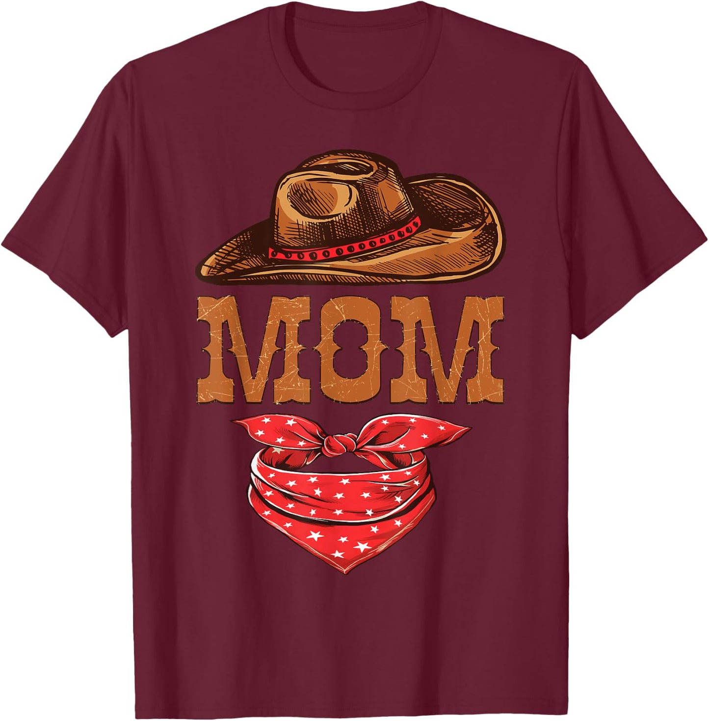 Mom Western Birthday Cowboy Cowgirl Family Matching T-Shirt - T-Shirt | Maroon